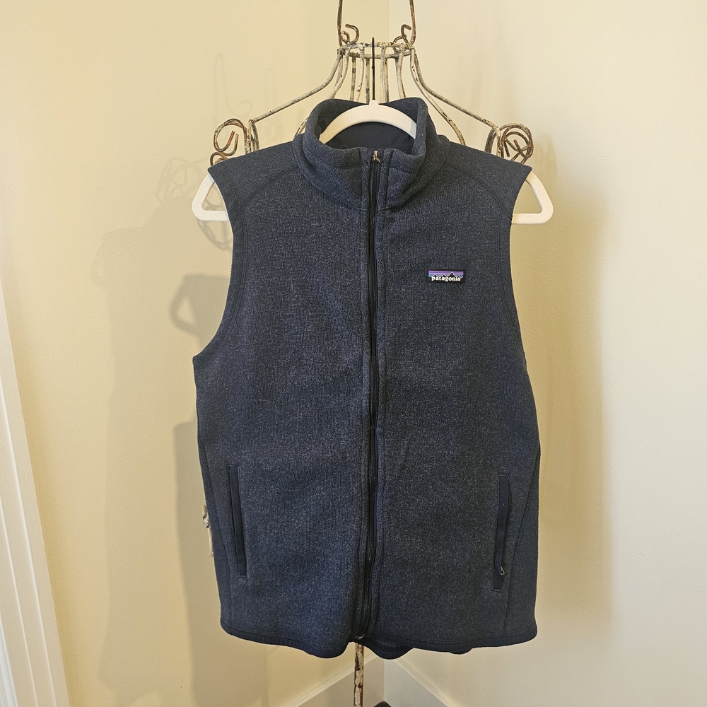Patagonia Dark Navy Fleece Vest with Chest Logo